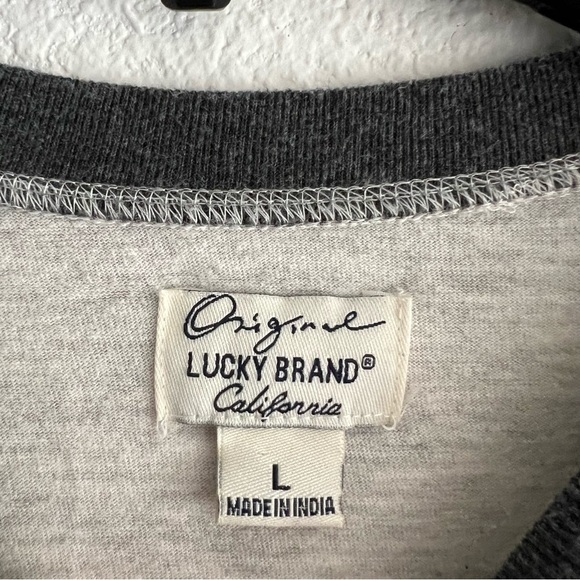 Lucky Brand Mens Crew Neck Long Sleeve Shirt Size Large Four Leaf Clover - Picture 6 of 7